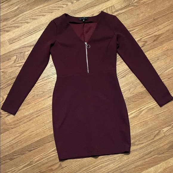 Dynamite Deep Burgundy Long Sleeve Dress - Picture 1 of 13